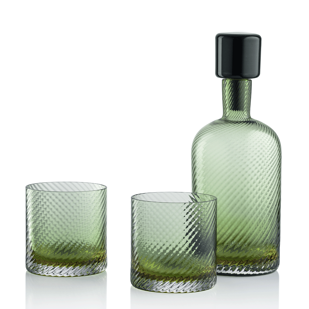 Borealis Murano Glass Set of Decanter and Two Tumblers