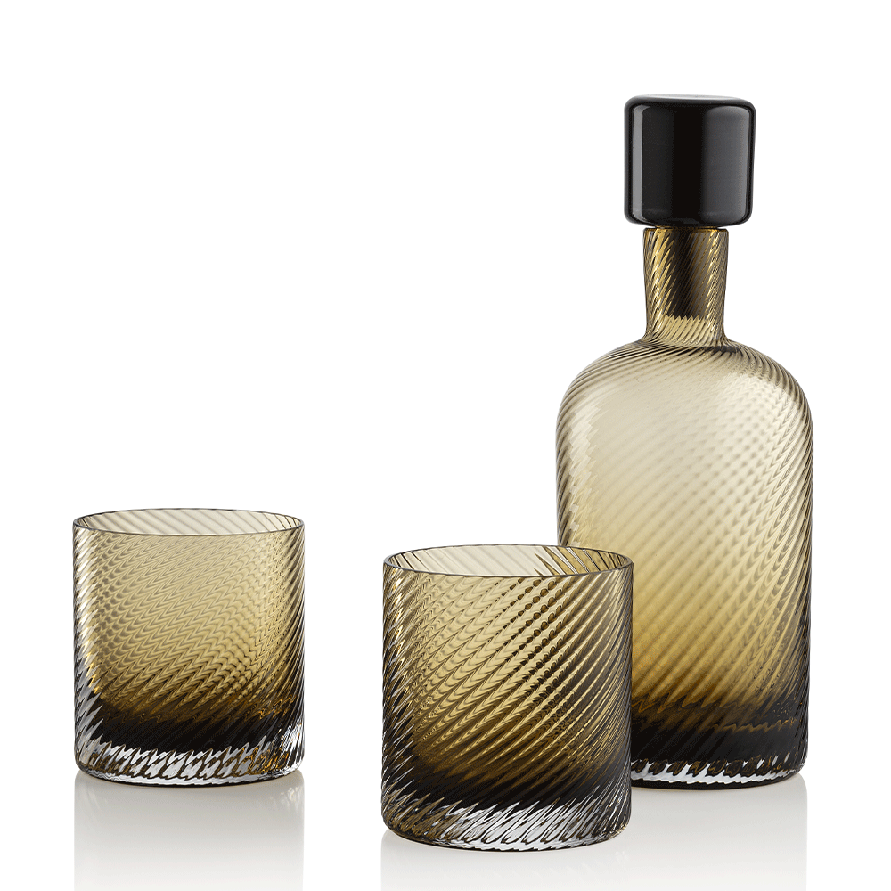 Borealis Murano Glass Set of Decanter and Two Tumblers