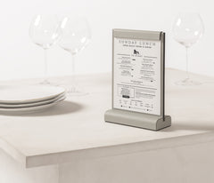 Boston Leather-Covered Wood Magnetic Menu Stand with Magnetic Flaps