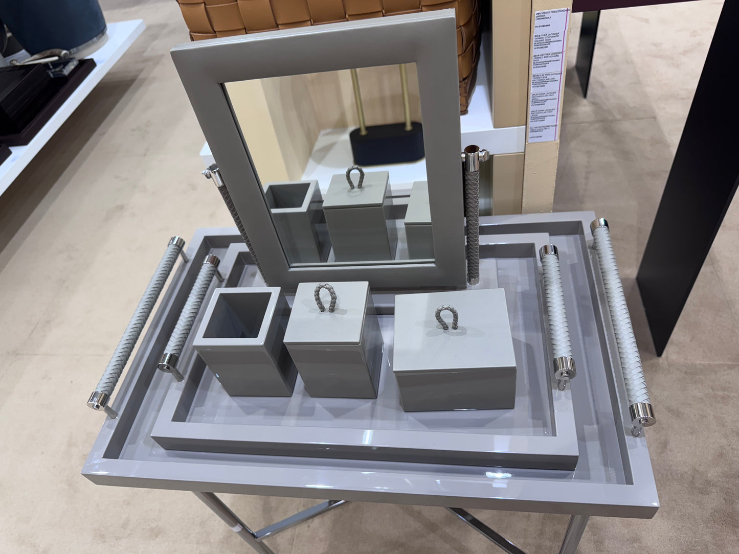 Thea Lacquered Wood Trinket Box with Leather Lid