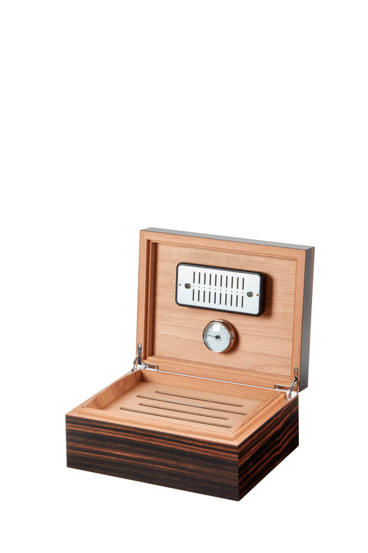 Riviere Rieti Macassar Ebony Cigar Humidor | Elegant Humidor Crafted from Macassar Ebony | Hand-Braided Leather Inlay for Stylish Detailing | Cedar Wood Lining for Optimal Preservation | Explore a Range of Luxury Cigar Accessories at 2Jour Concierge, #1 luxury high-end gift & lifestyle shop