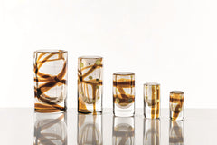 Cilindro Murano Glass Vase Tea with Gold Leaf