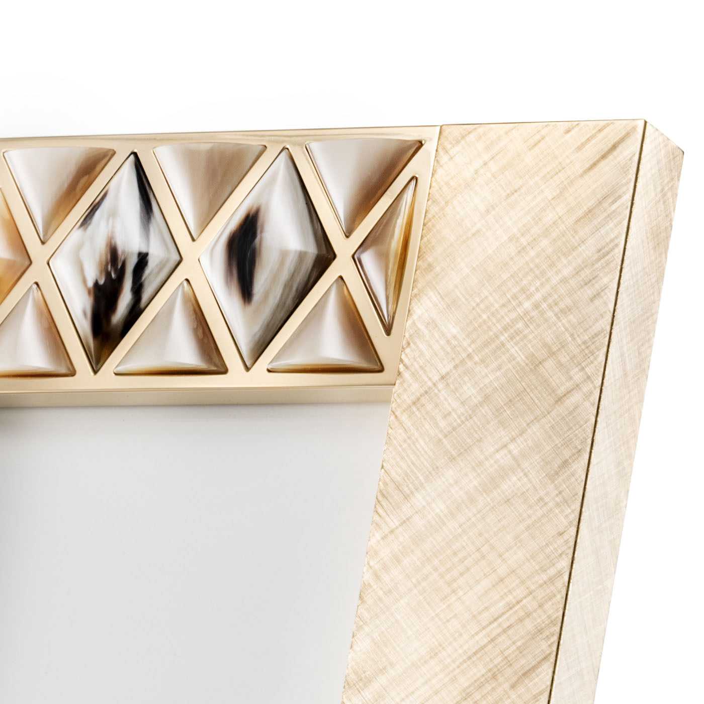 Dalila Picture Frame by Arcahorn | Hand-engraved 24K gold-plated brass with raised rounded horn inlays | Home Decor and Picture Frames | 2Jour Concierge, your luxury lifestyle shop