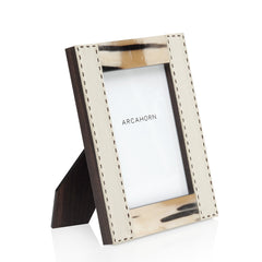 Dorotea Glossy Horn and Ivory Leather Picture Frame