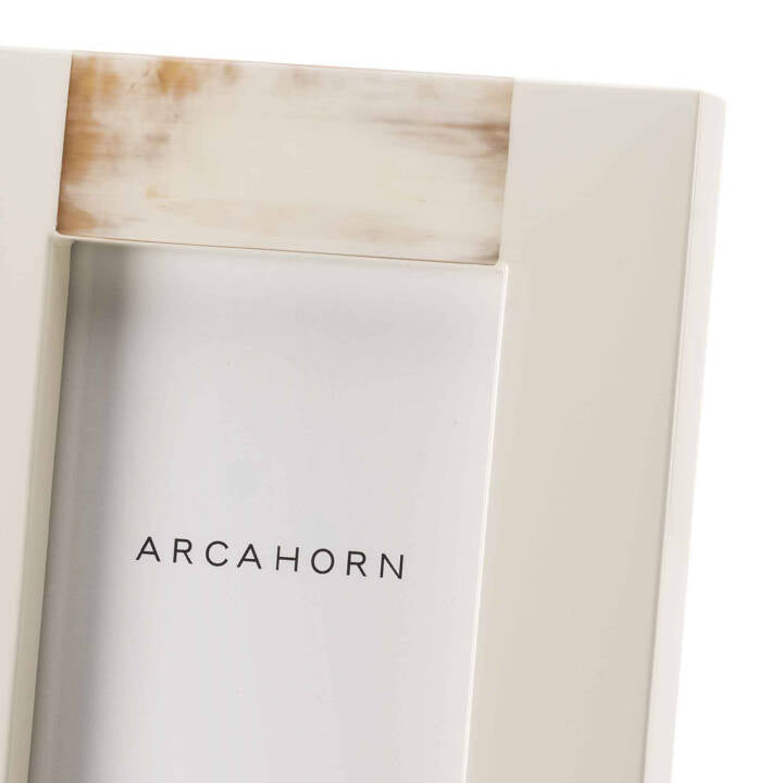 Medea Picture Frame: Horn and Wood with Lacquered Ivory Gloss Finish