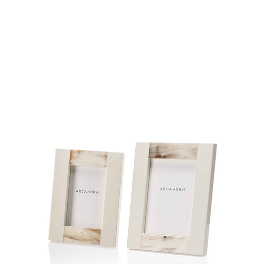 Medea Picture Frame: Horn and Wood with Lacquered Ivory Gloss Finish