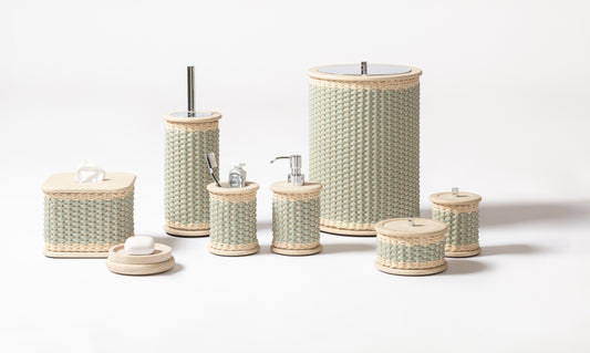 Pigment France Courbet Leather & Rattan Travertine Marble Toilet Brush | Luxurious Bath Accessories | Crafted with High-Quality Materials | Explore a Range of Luxury Home Goods at 2Jour Concierge, #1 luxury high-end gift & lifestyle shop