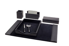 Celio Lines Trinket Box: Rectangular With Quilted Striped Leather Inserts