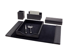 Celio Lines Desk Pad With Quilted Striped Leather Inserts