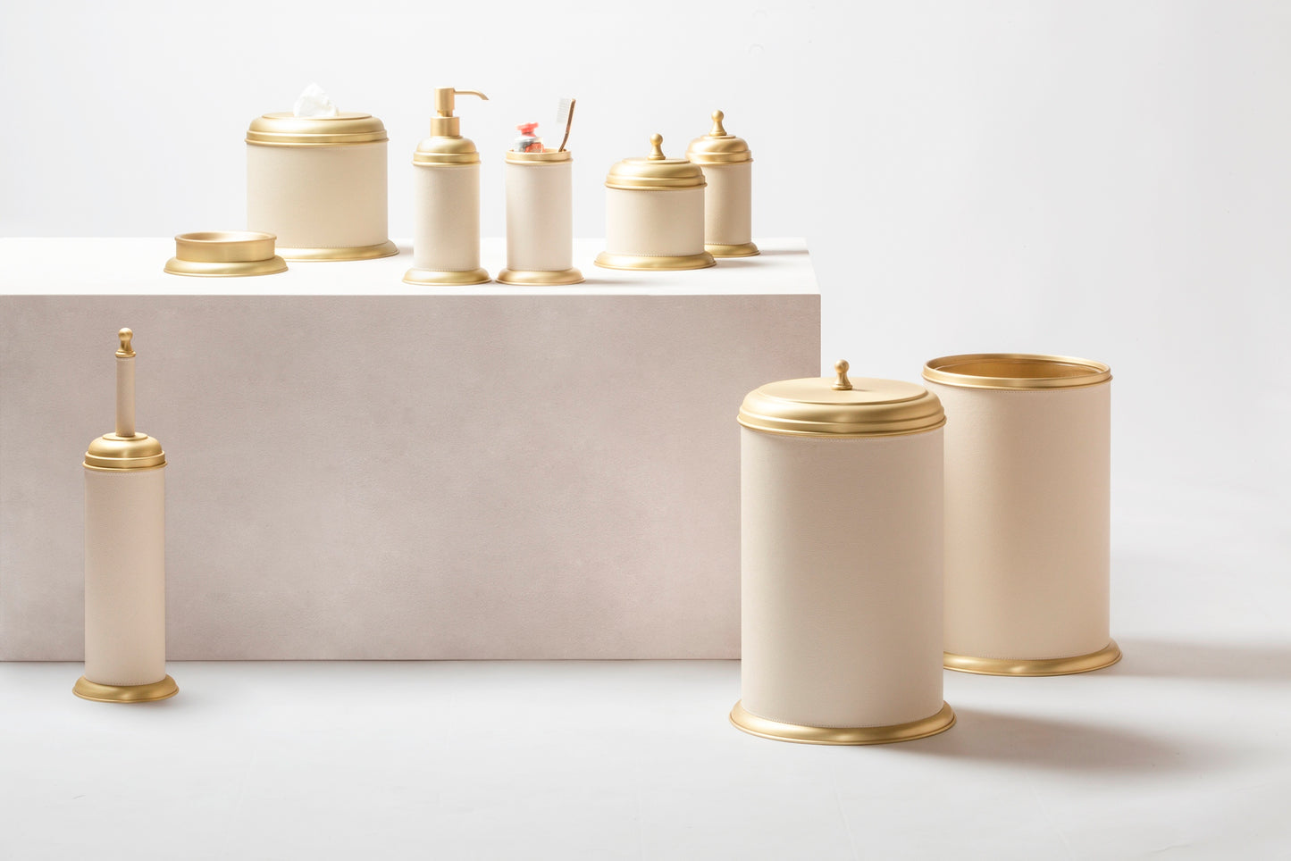 Dubai Leather-Covered Metal Soap Dispenser