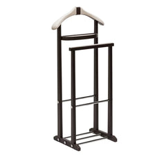Edoardo Leather-Covered Wood Clothes Valet with Cashmere Inserts