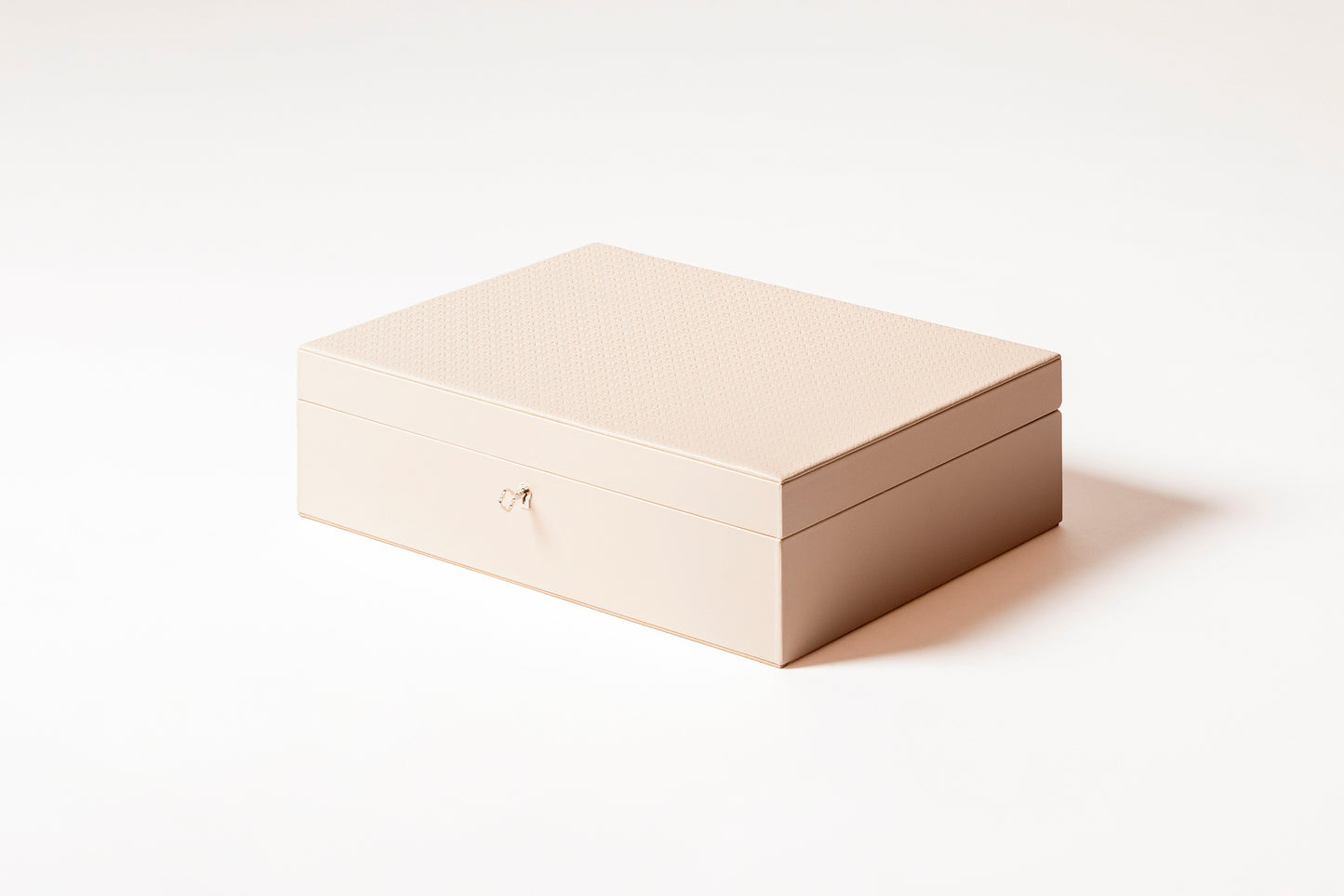 Giobagnara x Elie Saab Monogram Jewellery Box | Leather jewellery box with six spaces and suede lining | Hinged leather lid featuring the Elie Saab Monogram pattern | Accessories | 2Jour Concierge, your luxury lifestyle shop