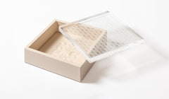 x Elie Saab Monogram Leather Trinket Box Square w Carved Acrylic Lid