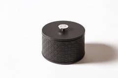 x Elie Saab Monogram Leather Trinket Box Round w Palladium Detail Lid