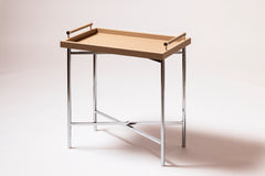 x Elie Saab Monogram Folding Side Table with Chrome Metal Legs