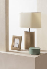 x Elie Saab Monogram Table Lamp w Leather Inserts