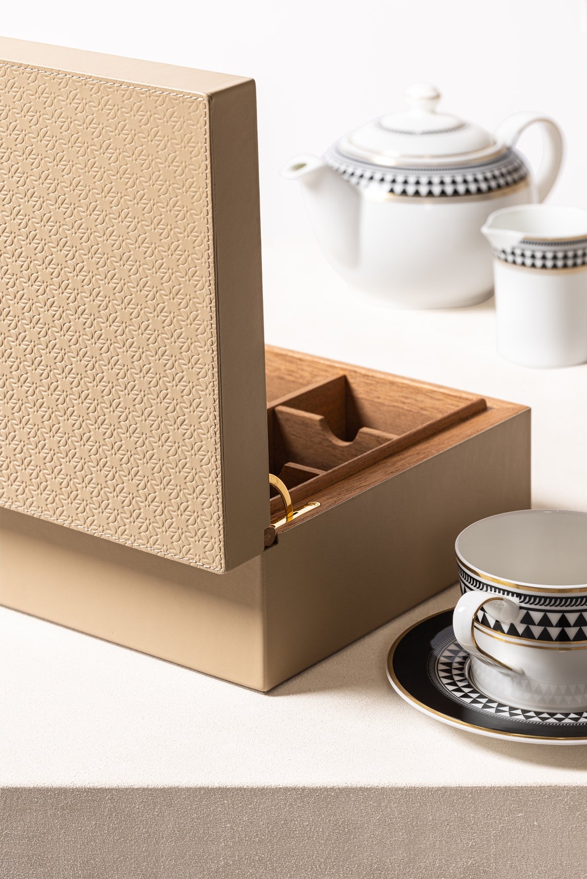 x Elie Saab Leather-Covered Cedar Wood Tea Box
