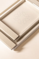 x Elie Saab Lacquer Ecusson Lacquered Wood Tray Rectangular w Pattern Leather