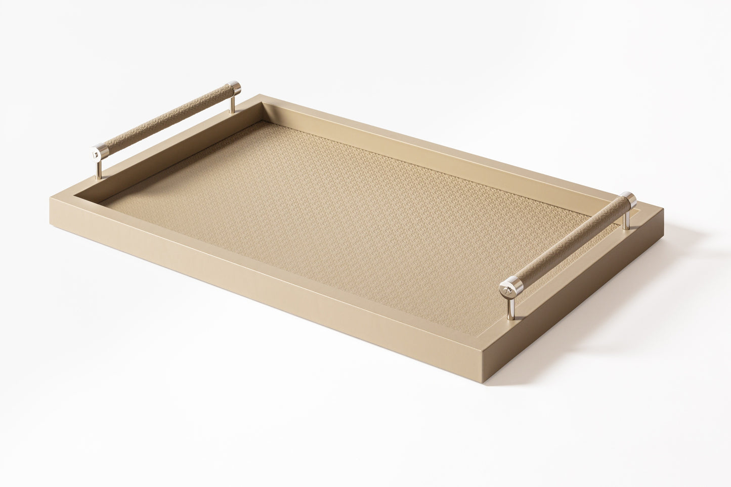 x Elie Saab Leather Monogram Tray Rectangular w Leather-Wrapped Handles