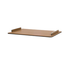 Este Rectangular Leather-Covered Tray with Metal Handles Small
