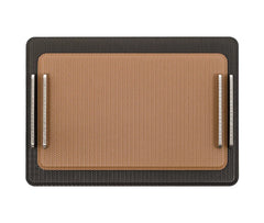 Este Rectangular Leather-Covered Tray with Metal Handles Medium