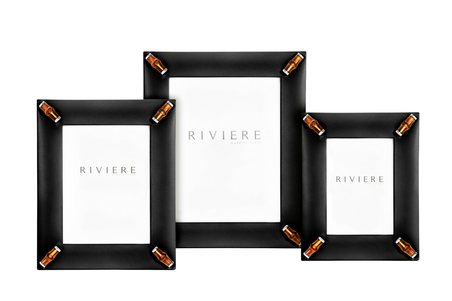 Riviere Frida Leather Picture Frame With Bamboo Corners & Metal Details | Stylish Leather Frame with Bamboo Corners | Elegant Metal Details for a Refined Look | Elevate Your Home Decor with Luxury Accessories from Riviere | Available at 2Jour Concierge, #1 luxury high-end gift & lifestyle shop