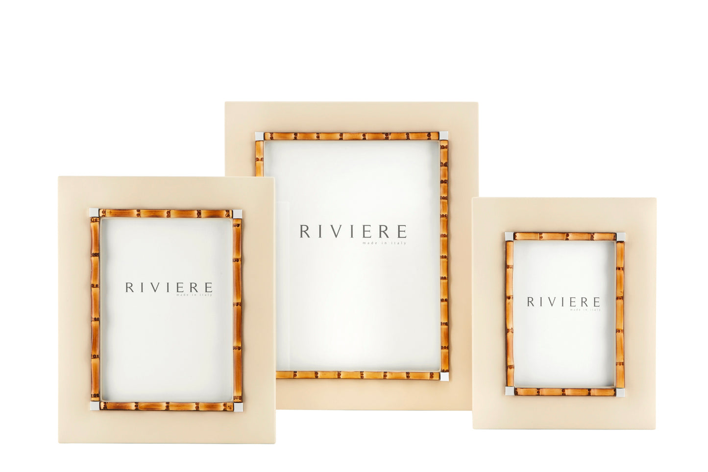 Riviere Bice Leather Picture Frame With Bamboo Trim & Chrome Metal Details | Sleek Leather Frame Accented with Bamboo Trim | Chrome Metal Details for Modern Elegance | Elevate Your Home Decor with Luxury Accessories from Riviere | Available at 2Jour Concierge, #1 luxury high-end gift & lifestyle shop