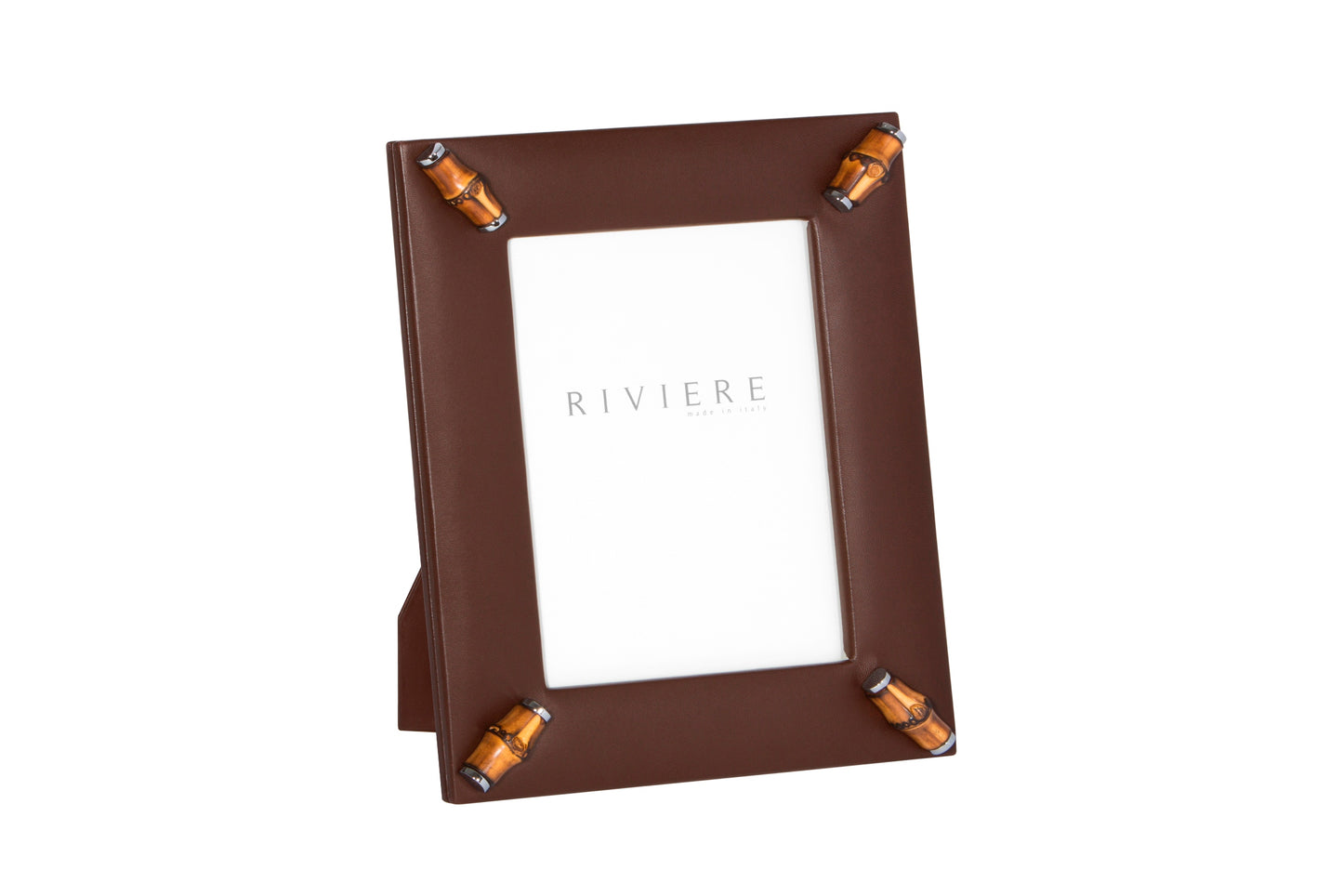 Riviere Frida Leather Picture Frame With Bamboo Corners & Metal Details | Stylish Leather Frame with Bamboo Corners | Elegant Metal Details for a Refined Look | Elevate Your Home Decor with Luxury Accessories from Riviere | Available at 2Jour Concierge, #1 luxury high-end gift & lifestyle shop