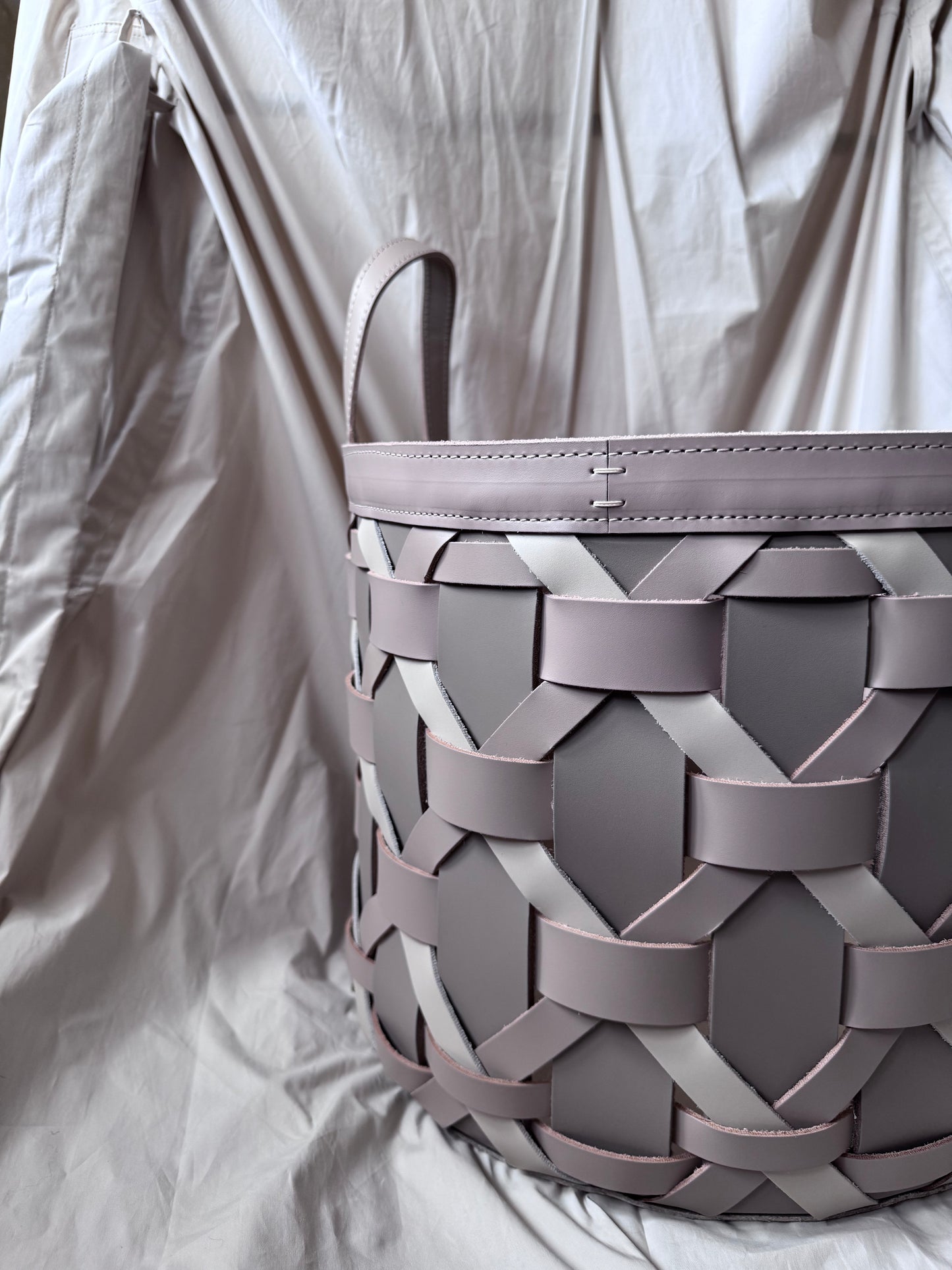 Palù Multicolor Saddle Leather Storage Basket with Handles