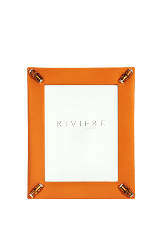 Riviere Frida Leather Picture Frame With Bamboo Corners & Metal Details | Stylish Leather Frame with Bamboo Corners | Elegant Metal Details for a Refined Look | Elevate Your Home Decor with Luxury Accessories from Riviere | Available at 2Jour Concierge, #1 luxury high-end gift & lifestyle shop