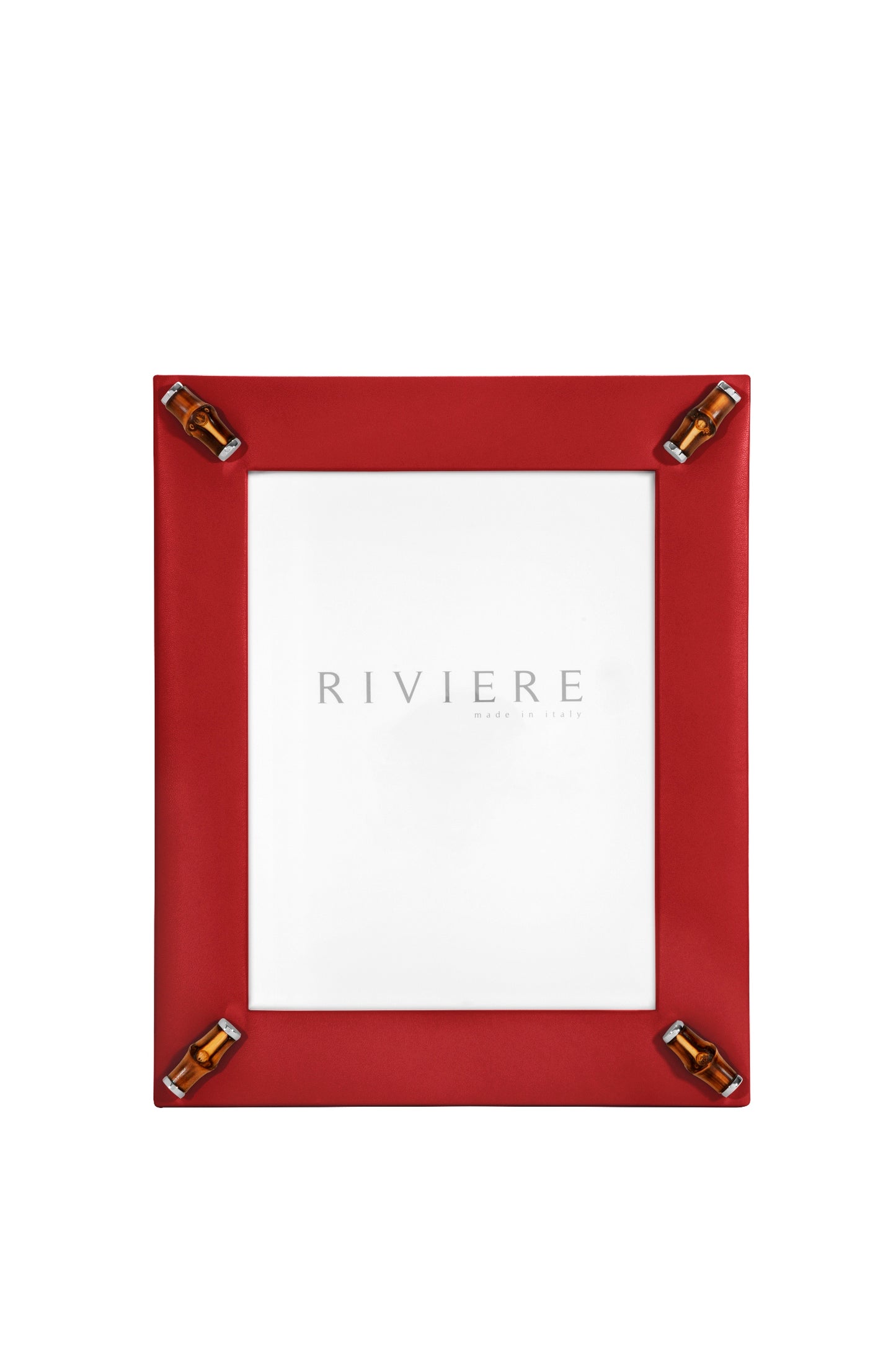 Riviere Frida Leather Picture Frame With Bamboo Corners & Metal Details | Stylish Leather Frame with Bamboo Corners | Elegant Metal Details for a Refined Look | Elevate Your Home Decor with Luxury Accessories from Riviere | Available at 2Jour Concierge, #1 luxury high-end gift & lifestyle shop