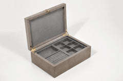 Prestige Leather-Covered Wood Jewellery Box with Suede Lining Medium