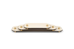 Olimpia Leather-Covered Metal Tray with Shiny Gold Finish Rectangular Medium