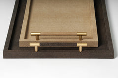 Dedalo Wood Base Leather-Covered Tray with Metal Handles Big
