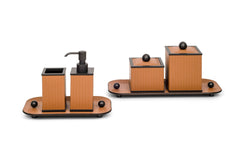Olimpia Leather-Covered Burnished Brass Bathroom Box Square Small