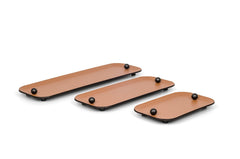 Olimpia Leather-Covered Metal Tray with Burnished Finish Rectangular Small