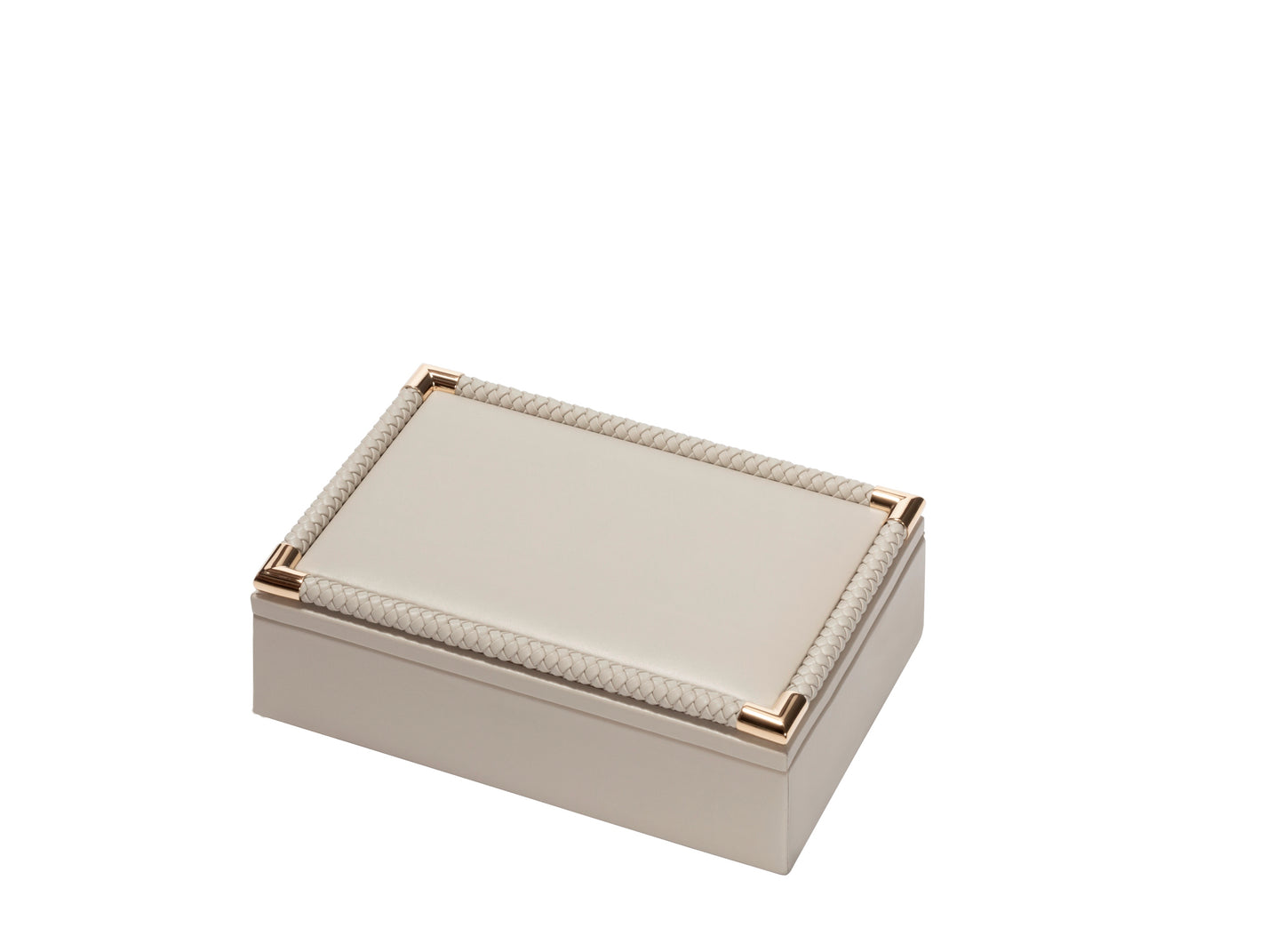 Riviere Thea Leather-Covered Playing Card Holder With Braided Trim | Stylish Design with Braided Leather Trim and Metal Details | Includes 2 Decks of High-Quality Playing Cards | Explore a Range of Luxury Playing Card Holders at 2Jour Concierge, #1 luxury high-end gift & lifestyle shop