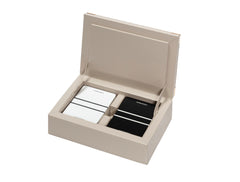 Thea Leather-Covered Playing Card Holder With Braided Trim