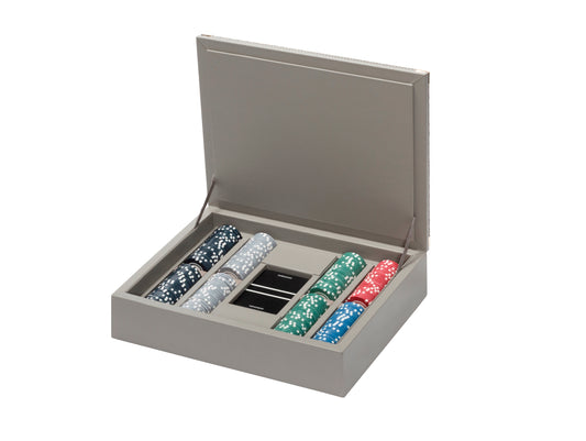 Riviere Thea Leather-Covered Poker Game Set With Braided Trim | Elegant Design with Braided Leather Trim and Metal Details | Includes 2 Decks of High-Quality Playing Cards | Explore a Range of Luxury Poker Game Sets at 2Jour Concierge, #1 luxury high-end gift & lifestyle shop