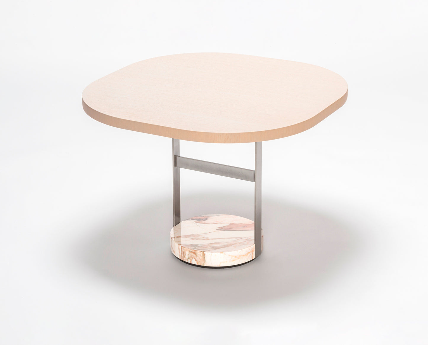 Dama Wooden Top Coffee Table with Metal Structure and Calacatta Gold Marble Base