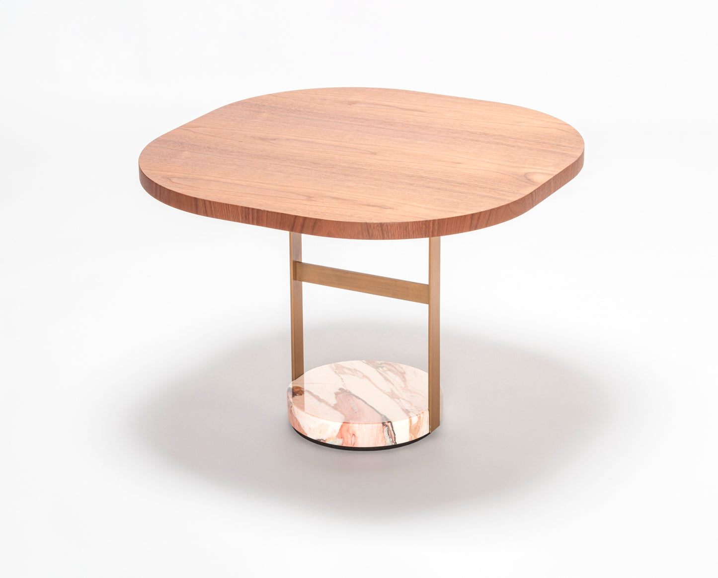 Dama Wooden Top Coffee Table with Metal Structure and Calacatta Gold Marble Base