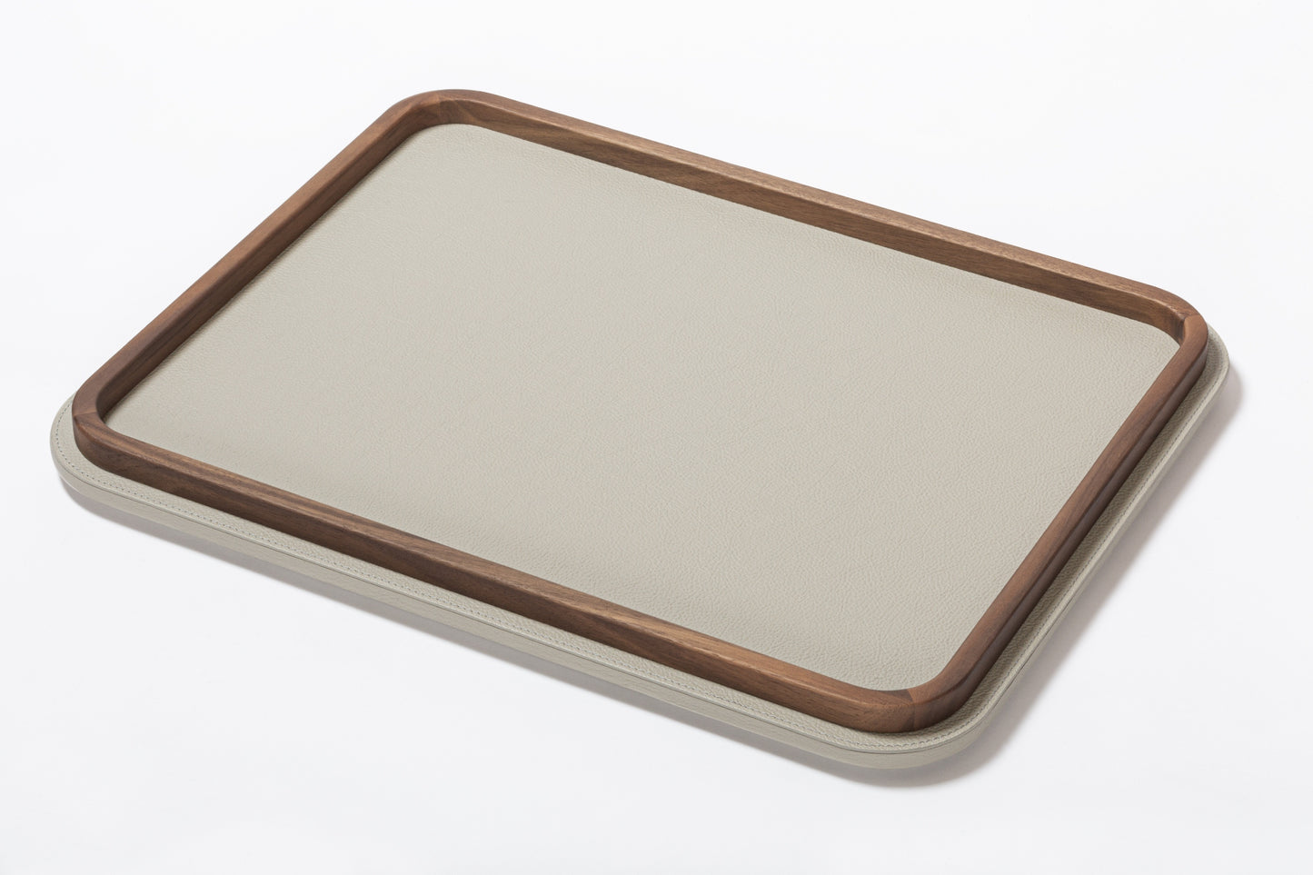 Giobagnara x Poltrona Frau Rectangular Rounded Tray with Wood Frame | Leather-Covered Trays with Rounded Corners | Walnut Wood Frame for Elegant Design | Explore a Range of Stylish Trays and Home Decor at 2Jour Concierge, #1 luxury high-end gift & lifestyle shop
