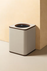 x Poltrona Frau Leather-Covered Wood Wastepaper Bin with Inner Container and Removable Lid