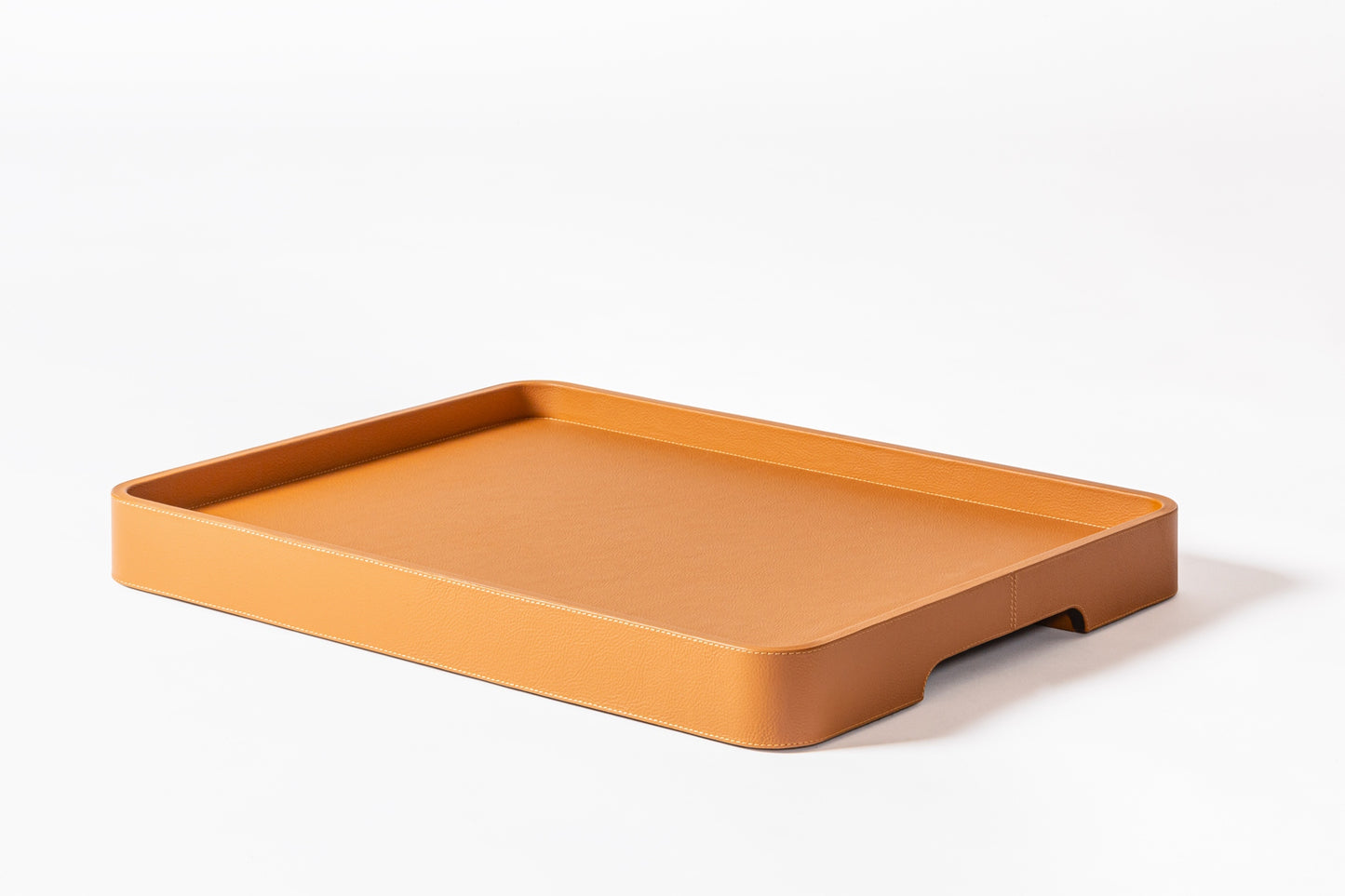 x Poltrona Frau Leather-Covered Wood Bed Tray with Chrome Metal Finishing