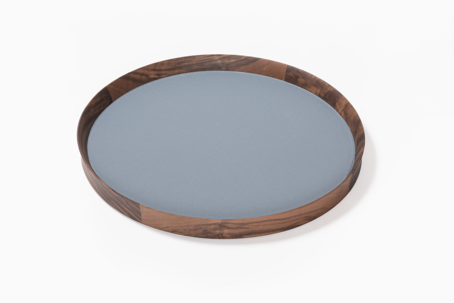 Giobagnara x Poltrona Frau Round Tray | Walnut Wood Trays with Fine Leather Inlay | Stylish and Elegant Design | Explore a Range of Stylish Trays and Home Decor at 2Jour Concierge, #1 luxury high-end gift & lifestyle shop