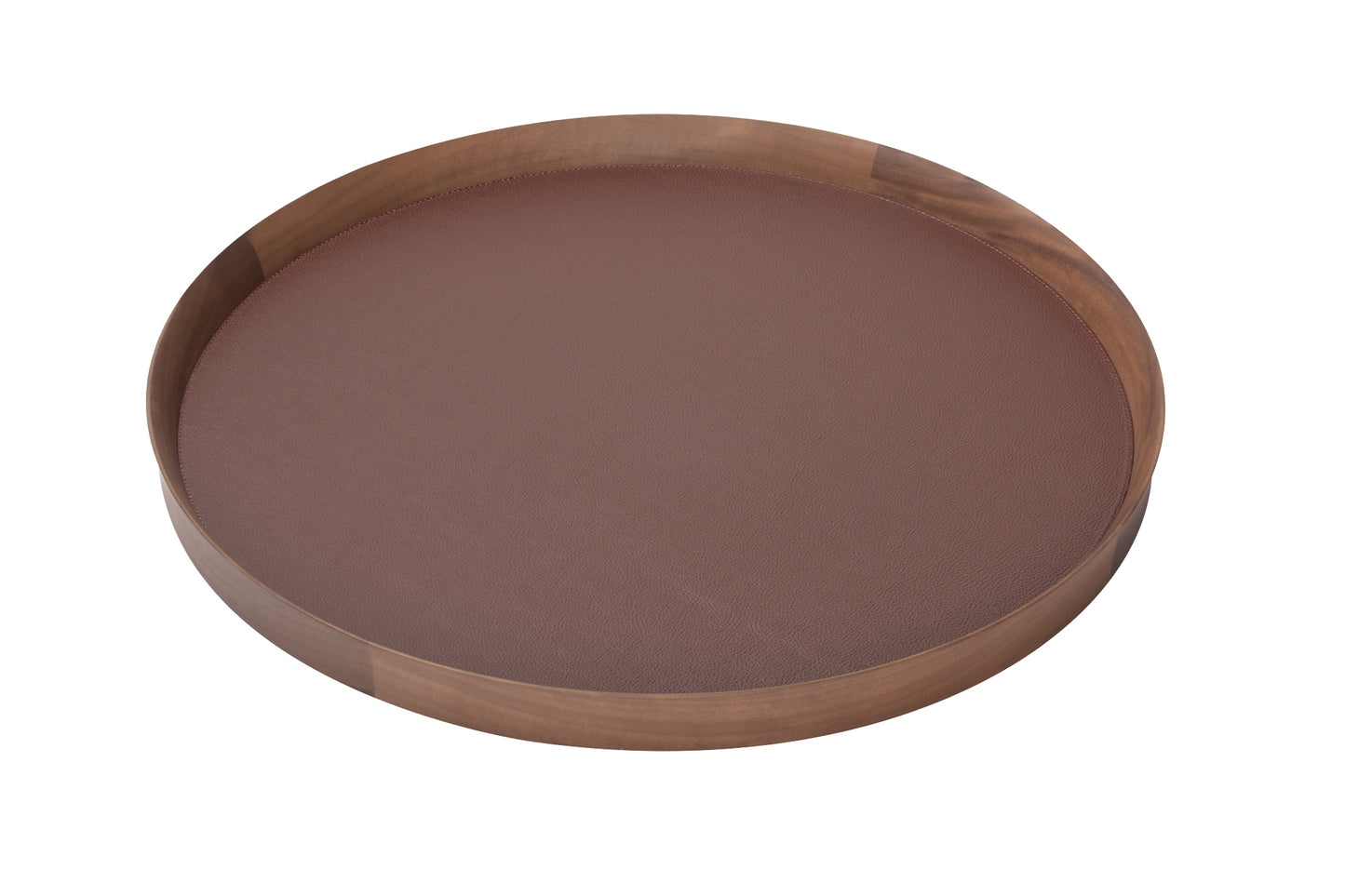 Giobagnara x Poltrona Frau Round Tray | Walnut Wood Trays with Fine Leather Inlay | Stylish and Elegant Design | Explore a Range of Stylish Trays and Home Decor at 2Jour Concierge, #1 luxury high-end gift & lifestyle shop