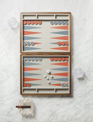 x Poltrona Frau Leather-Covered Walnut Wood Backgammon Set