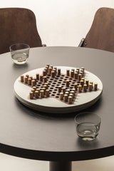 x Poltrona Frau Leather-Covered Walnut Chinese Checkers Set