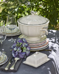 Les Filets Earthenware Soup Tureen with Hand-Painted Rim