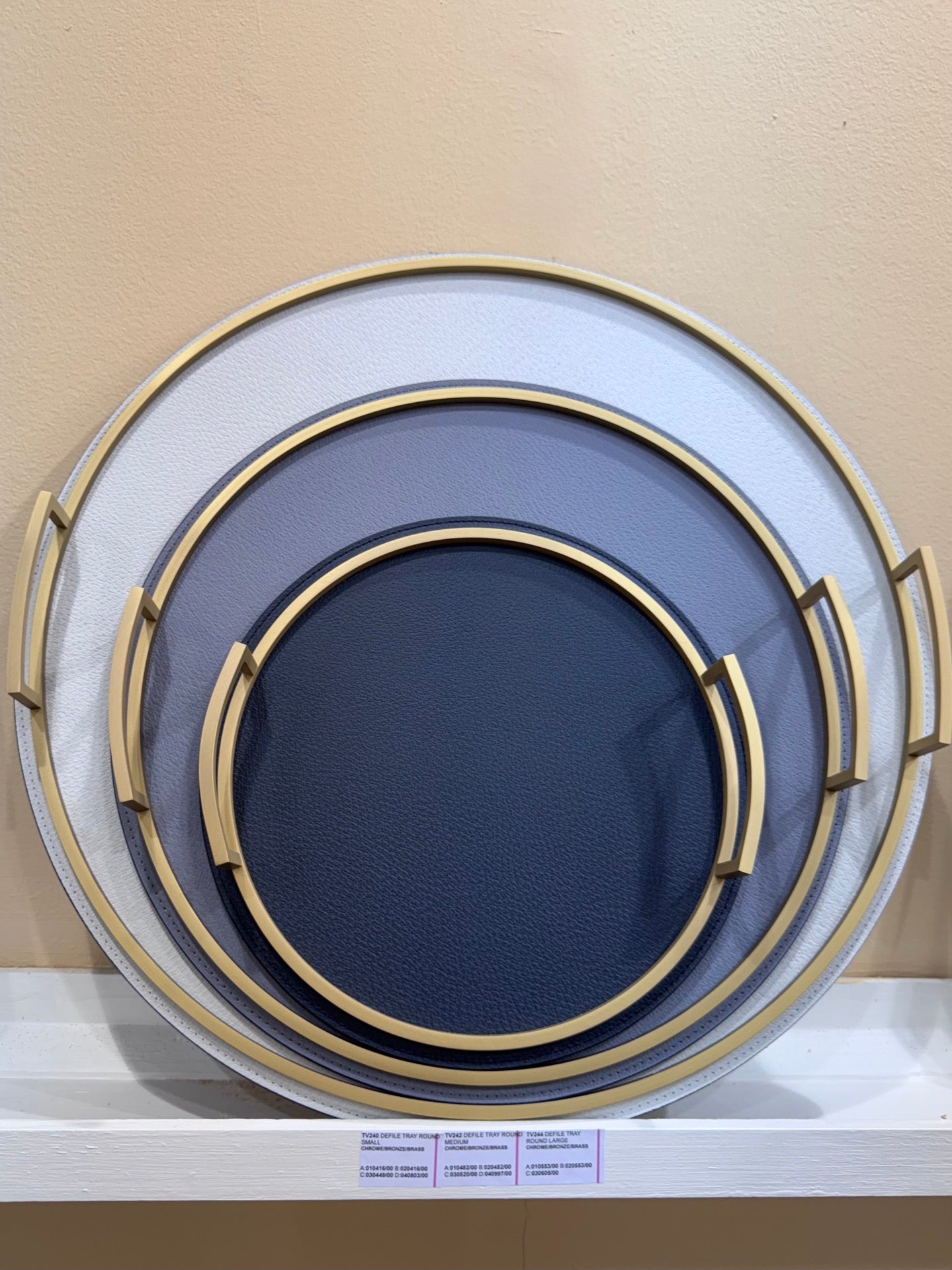Defile Leather-Covered Metal Tray with Handles Round S